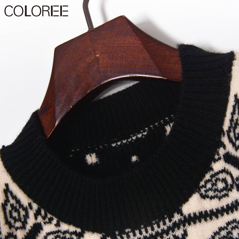 Pulls vintage en jacquard et perles pour femmes, mode automne-hiver, vêtements de créateurs