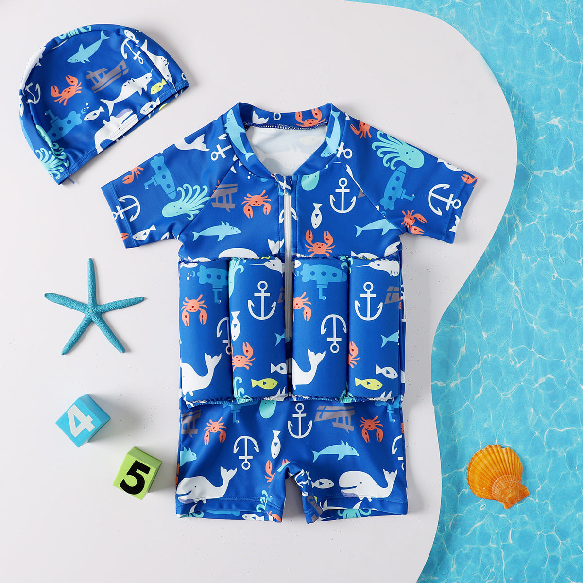 Maillot de bain flottant une pièce pour bébé, garçon et fille