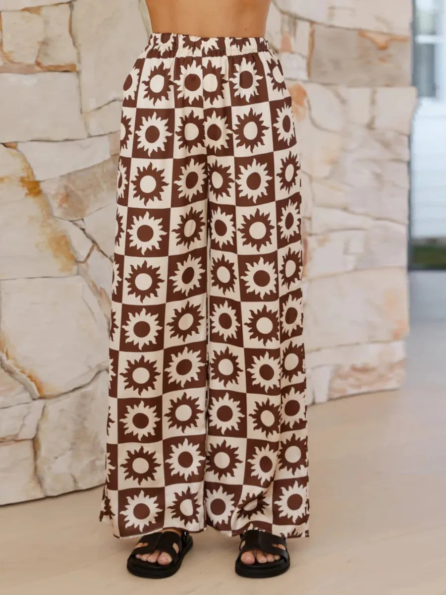 Ensemble haut et pantalon à col imprimé