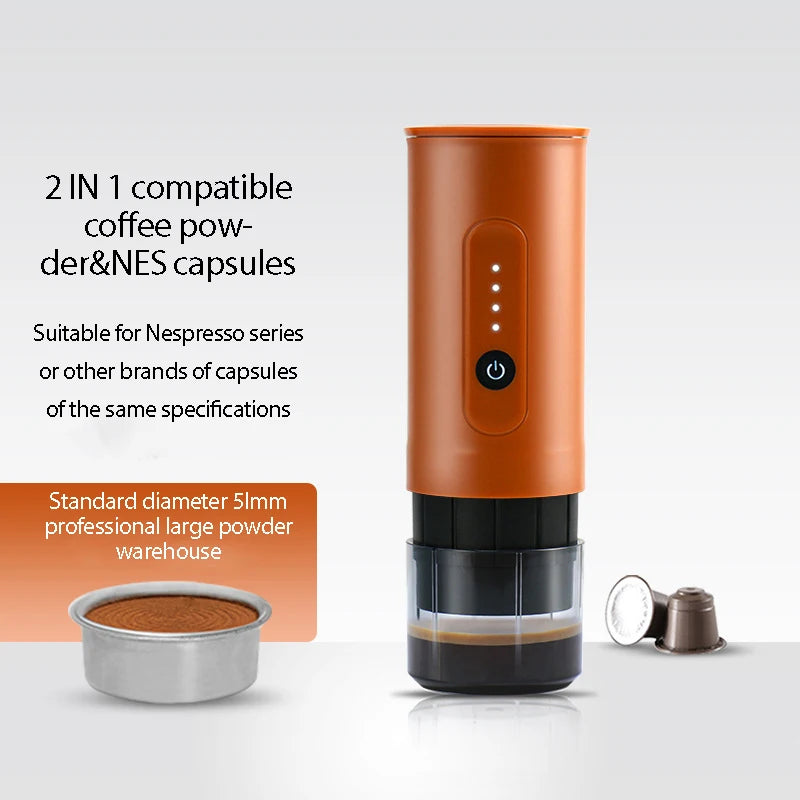 Machine à café italienne portable d'extérieur, capsule de poudre de café électrique portative, double usage, voyage, chargement de voiture