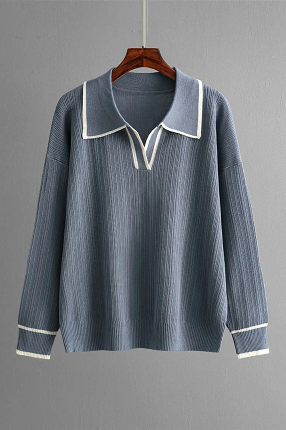 Ensemble pull-over à col Johnny et pantalon à cordon de serrage