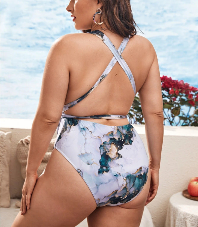Bikini une pièce grande taille pour femme, imprimé tie-dye de haute qualité