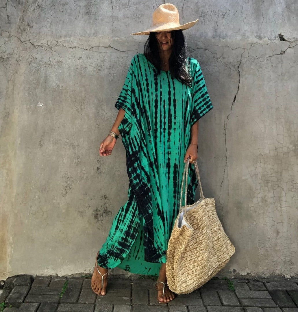 Robe de plage ample à fleurs teintées au halo Opération réussie