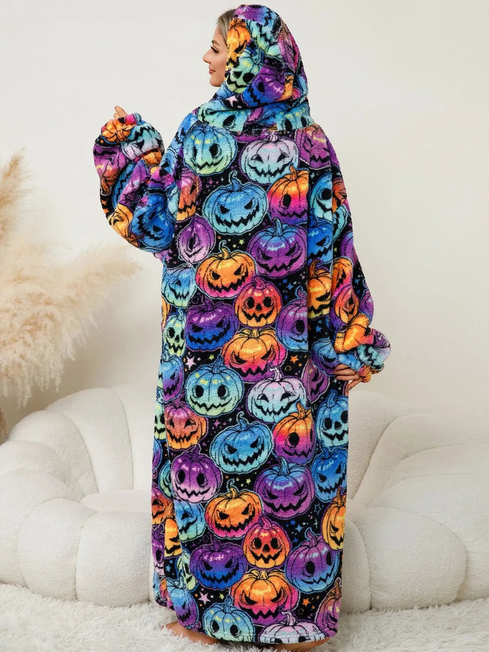 Pocketed Long Sleeve Hooded Lounge Dress