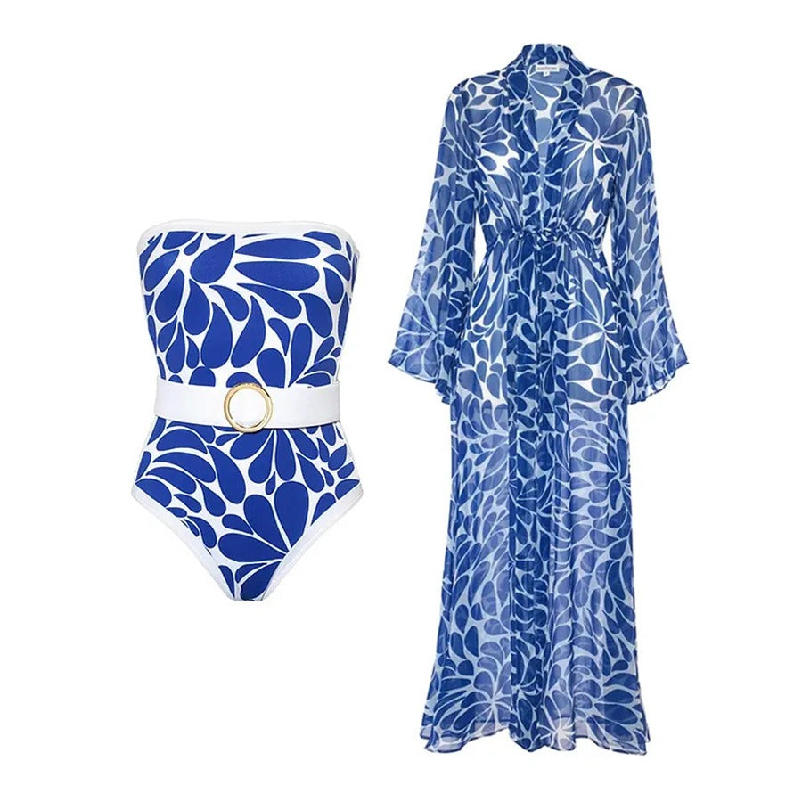 Maillot de bain une pièce imprimé tendance pour femme, style rétro français, style station thermale