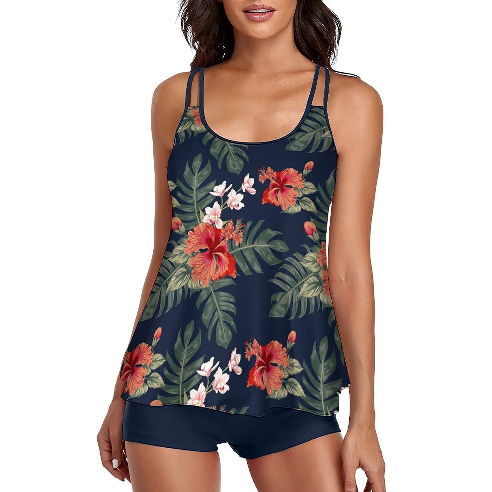 Maillot de bain deux pièces sans manches pour femme, avec gilet et short