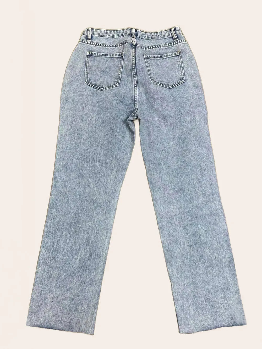 Pantalon Jean droit effet usé avec poches Opération réussie