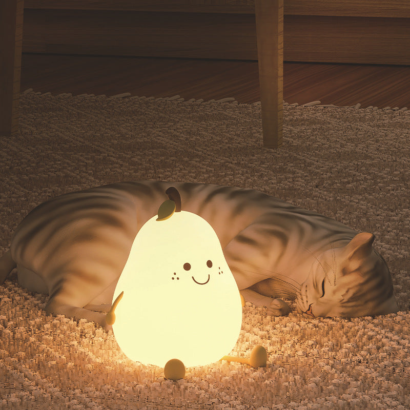 Veilleuse créative colorée en forme de poire, canard, poire, cadeau pour couple, veilleuse mignonne en silicone, veilleuse pour dormirt Sleeping Night Light