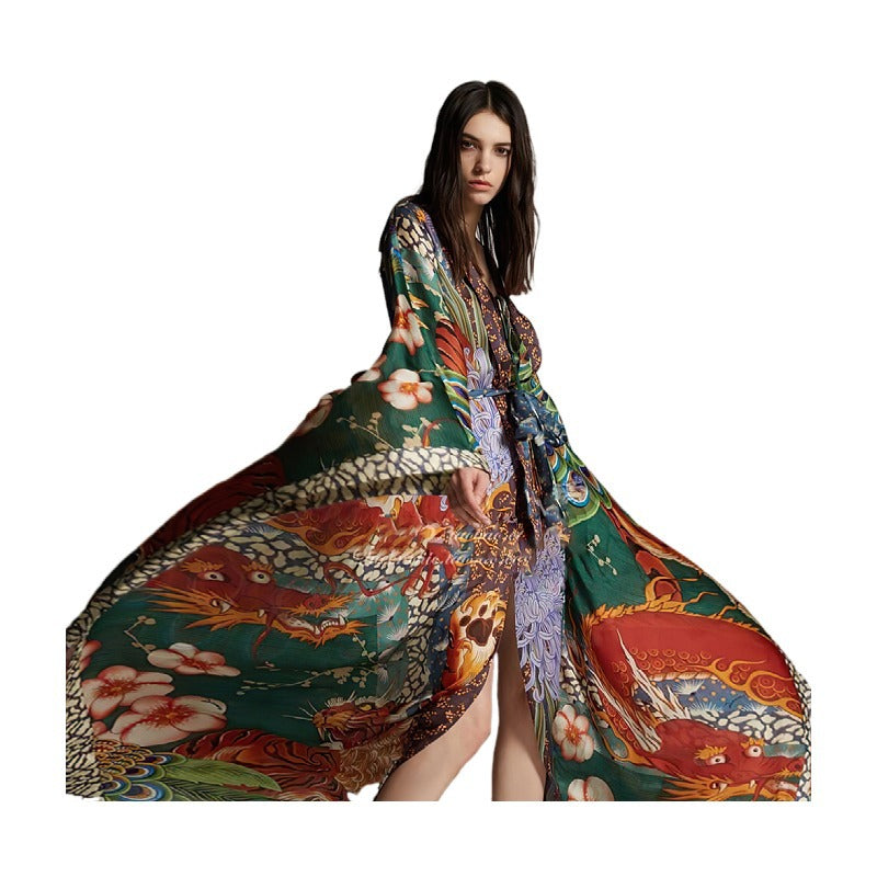 Chemisier de plage Kimono Cardigan Robe de vacances Bikini Crème solaire