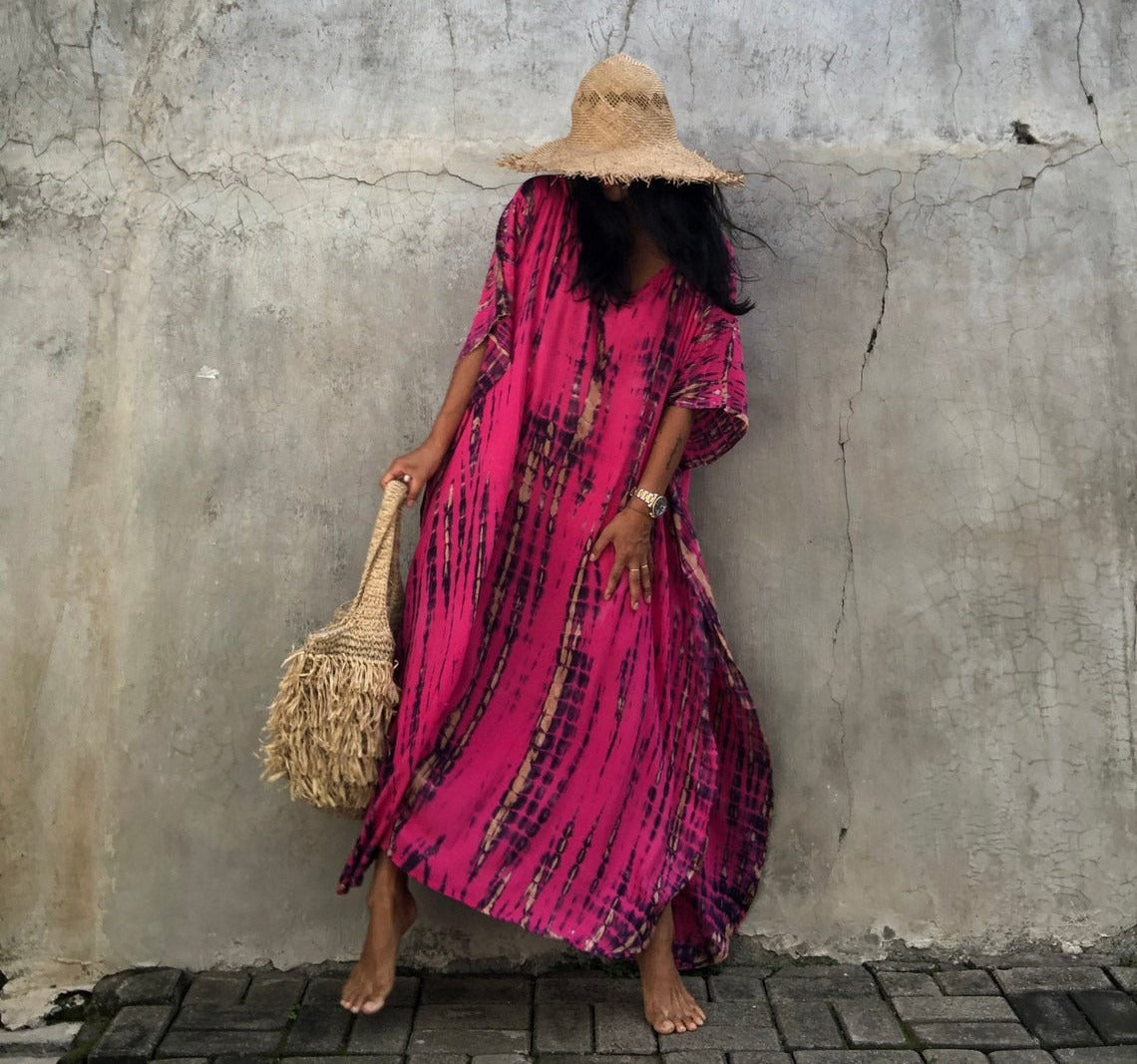 Robe de plage ample à fleurs teintées au halo Opération réussie