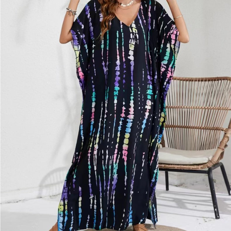 Robe de plage ample à fleurs teintées au halo Opération réussie