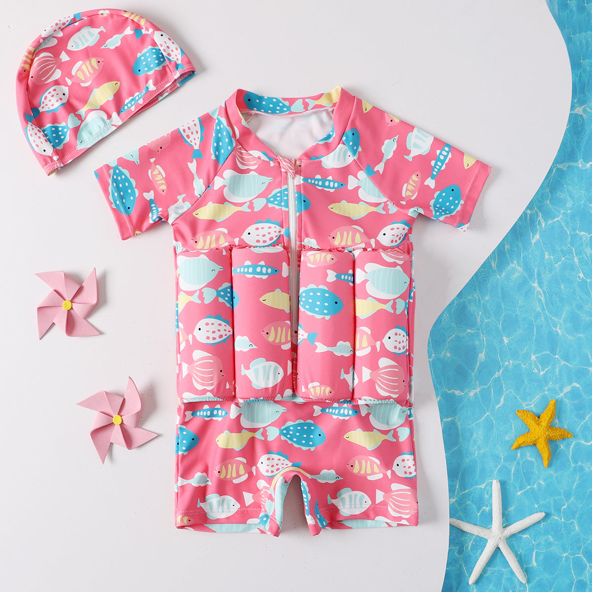Maillot de bain flottant une pièce pour bébé, garçon et fille