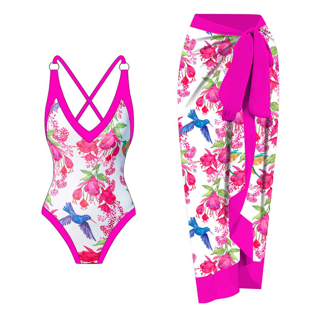 Maillot de bain 1 pièce imprimé pour femme, maillot de bain patchwork, monokini ajouré, maillot de bain à rayures croisées