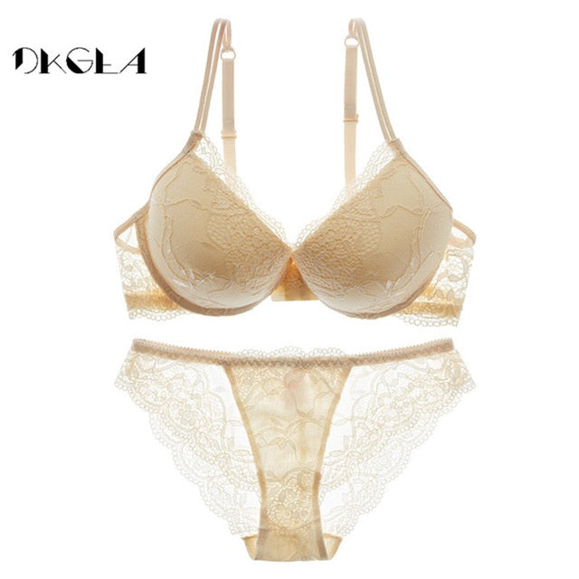 Ensemble de sous-vêtements en coton épais pour femmes, soutien-gorge super froncé, soutien-gorge sexy noir, culotte, lingerie en dentelle, bonnets A, B et C, soutien-gorge push-up