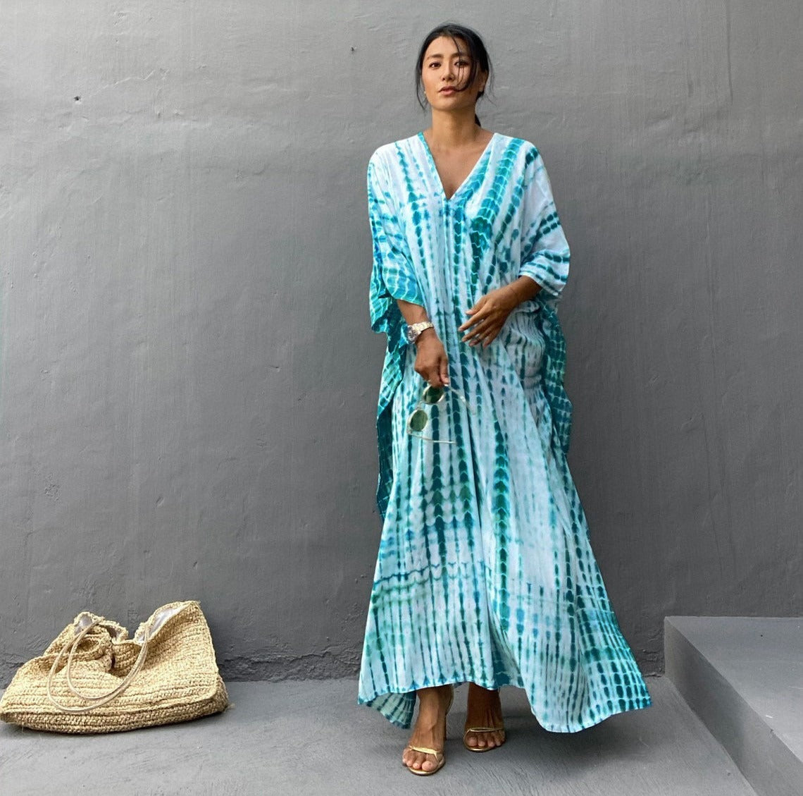 Robe de plage ample à fleurs teintées au halo Opération réussie