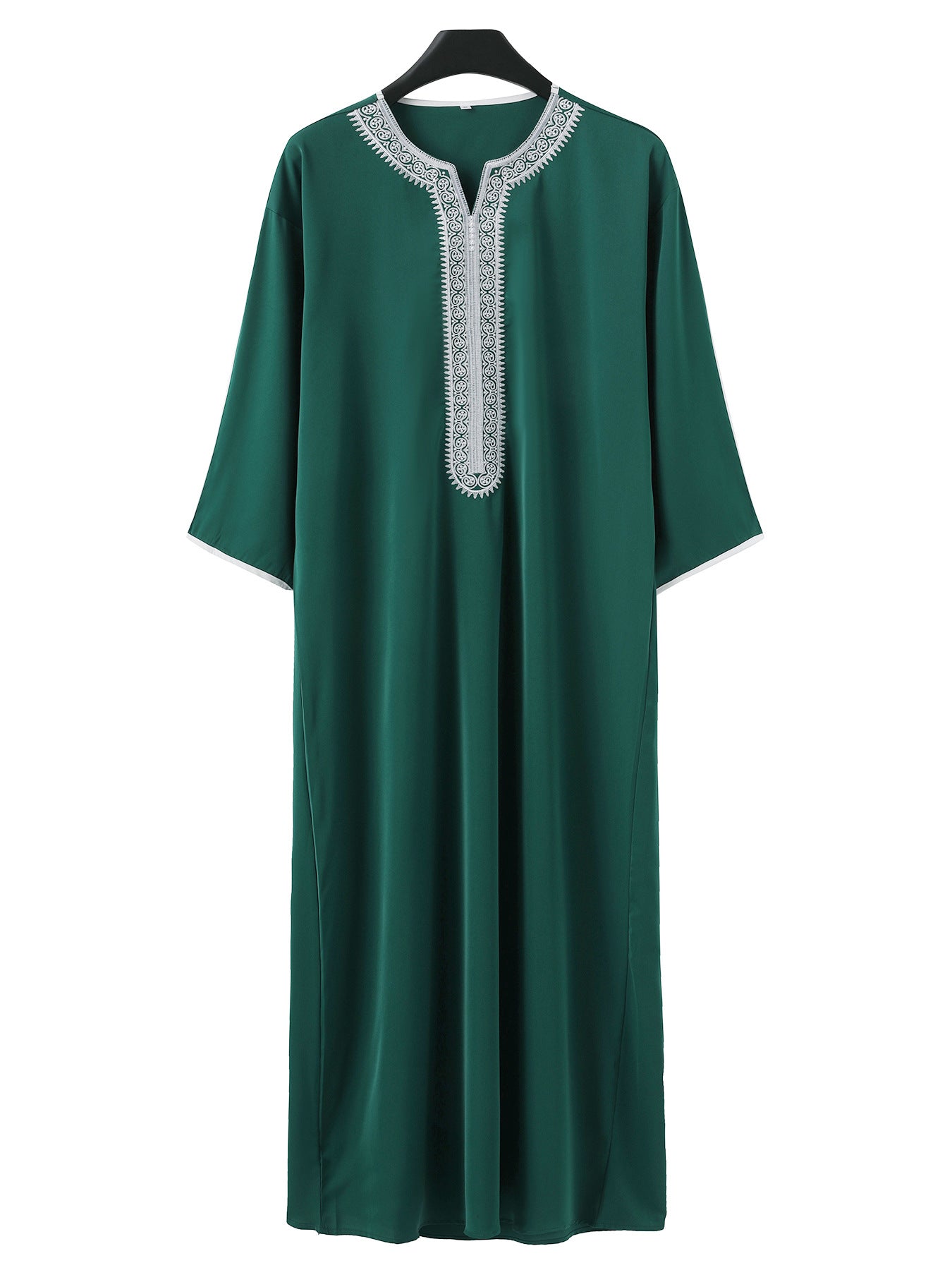 Robe Qamis à manches longues pour homme, style arabe du Moyen-Orient, brodée avec une enveloppe rouge