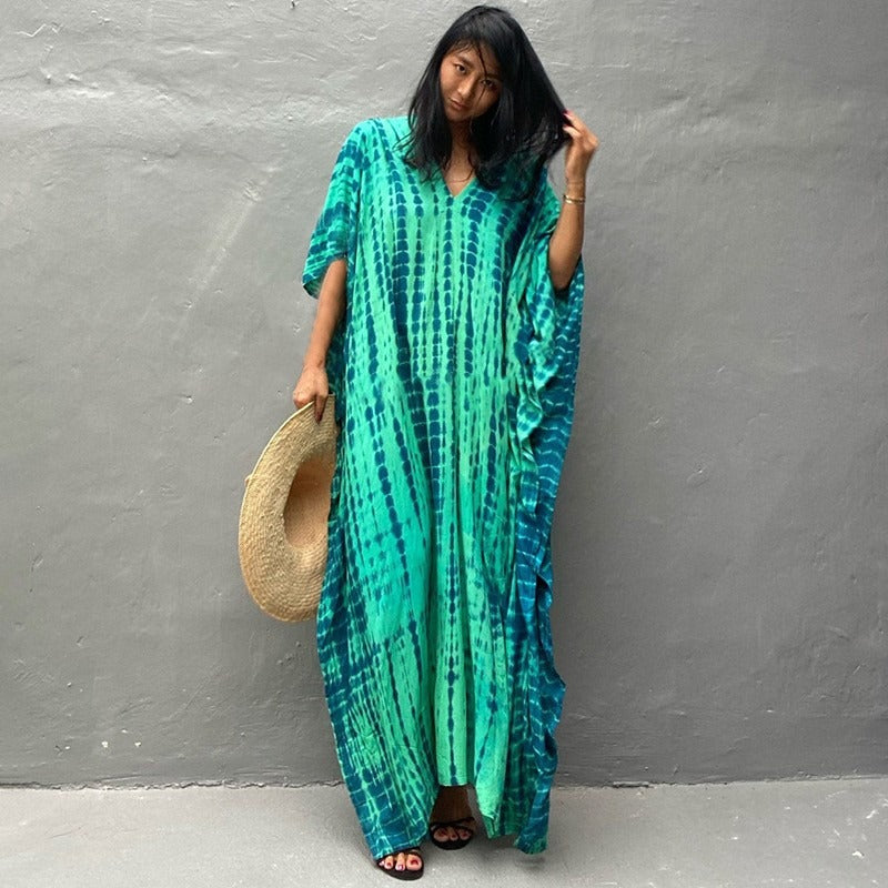 Robe de plage ample à fleurs teintées au halo Opération réussie