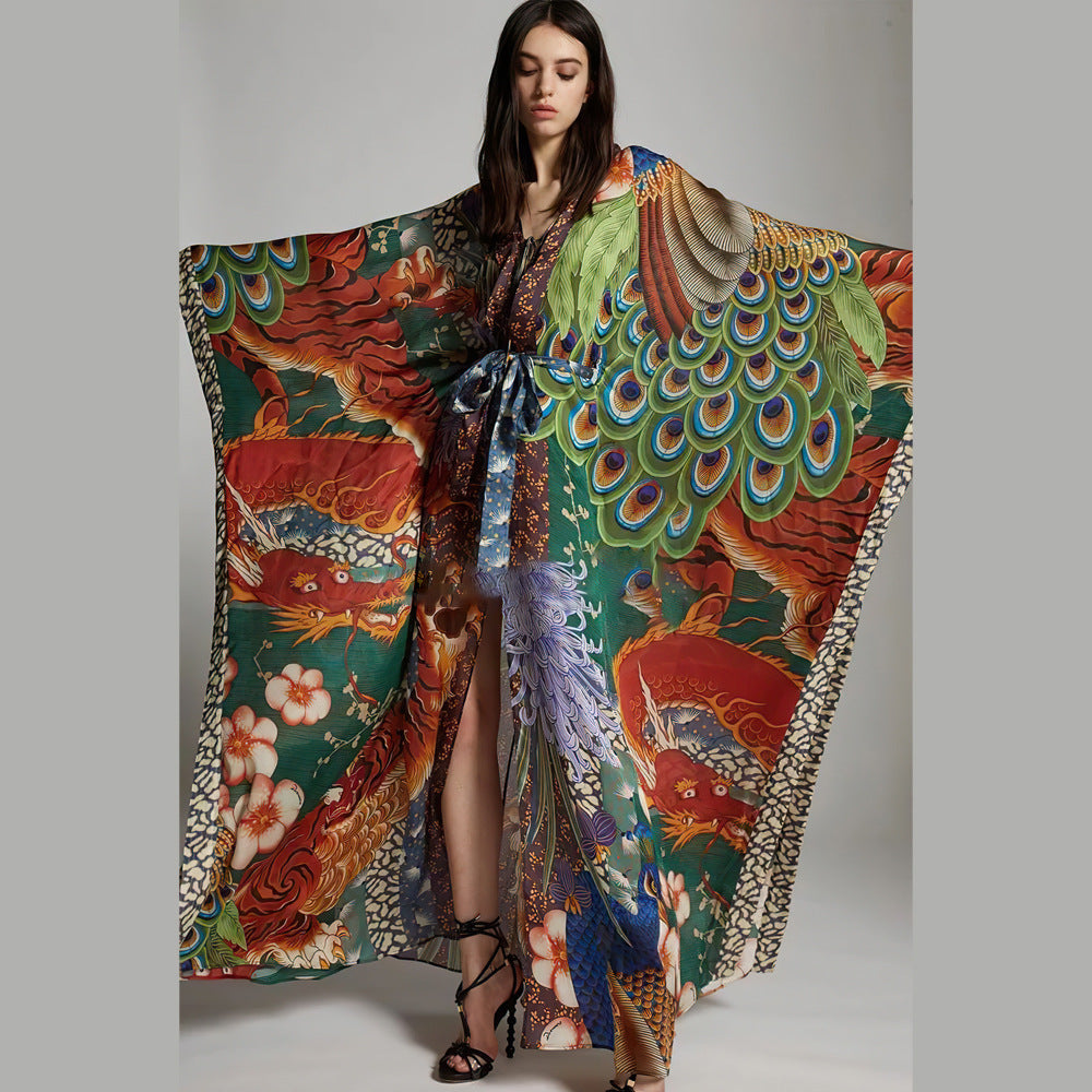 Chemisier de plage Kimono Cardigan Robe de vacances Bikini Crème solaire