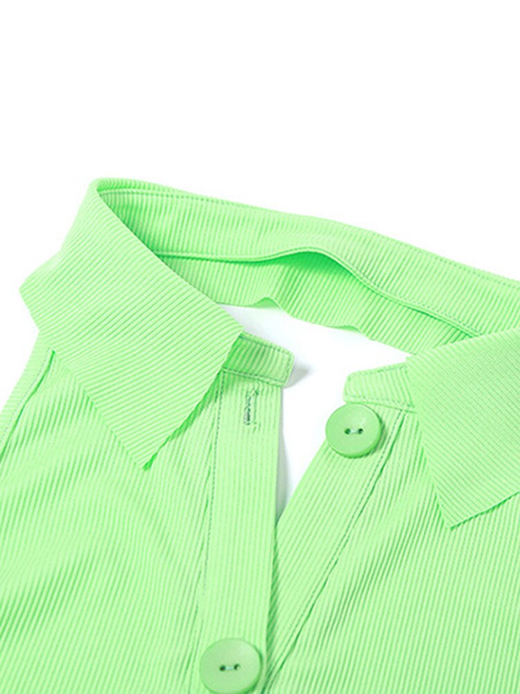 Robe longue verte à simple boutonnage pour femme, tricot élégant, col rabattu, slim, robes féminines, été, sexy, dos nu, robe pour femme