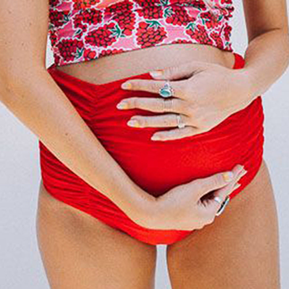Maillot de bain grande taille pour femmes enceintes, bikini triangle taille haute imprimé
