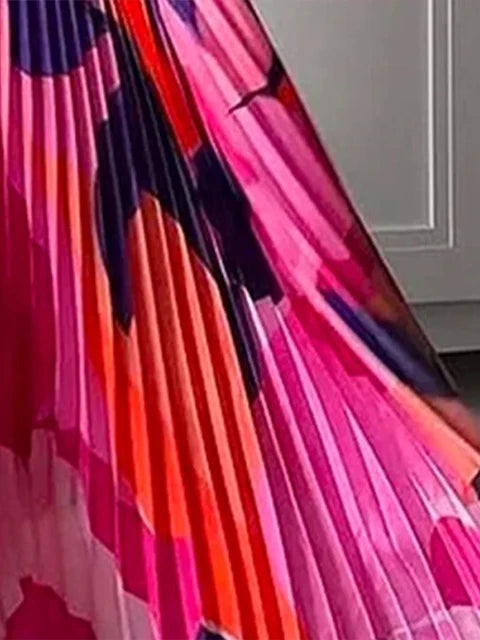 Robe sexy plissée à imprimé licou pour femme, ample, col en V, sans manches, dos nu, volants irréguliers, été