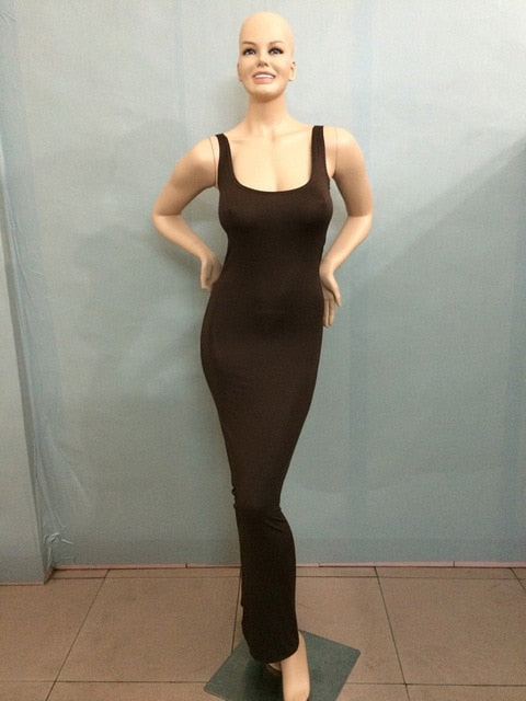 Robe simple, élégante et sexy pour femmes, col rond, sans manches, slim, maxi, très extensible, débardeur, printemps-été, robe longue fine