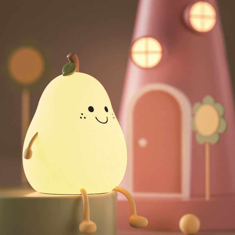 Veilleuse créative colorée en forme de poire, canard, poire, cadeau pour couple, veilleuse mignonne en silicone, veilleuse pour dormirt Sleeping Night Light