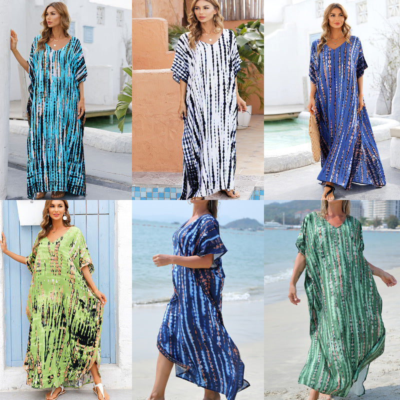 Robe de plage à séchage rapide, ample, grande taille, robe de vacances, jupe de plage, bikini, chemise de protection solaire