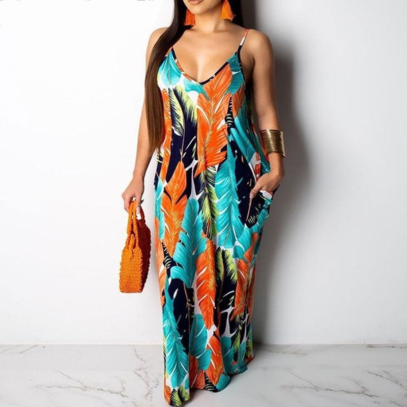 Robe longue et douce, robe d'été tie-dye, imprimé bohème, robe de plage, robe d'été en tricot, robe longue