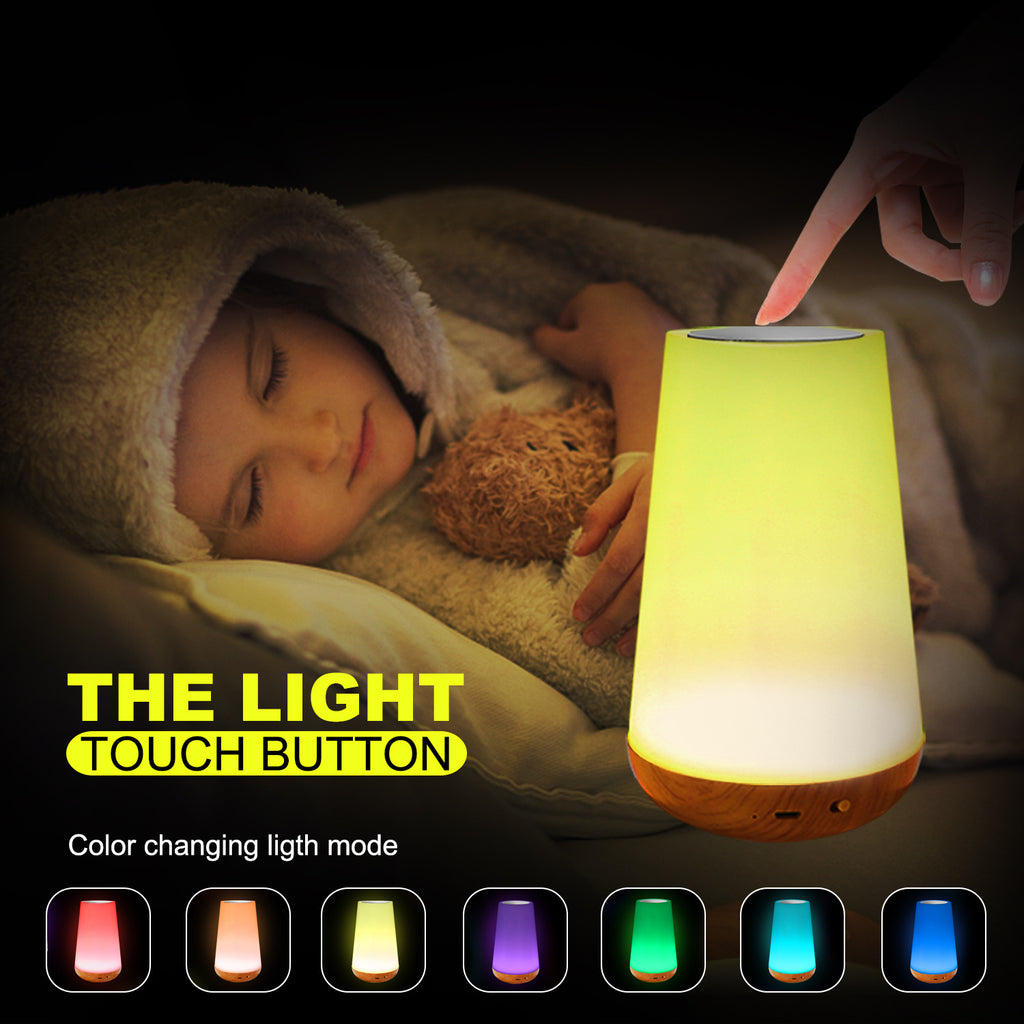 Lampe de chevet créative à télécommande tactile en grain de bois, lampe de table créative, lampe de chevet de chambre à coucher, lumière d'ambiance arc-en-ciel