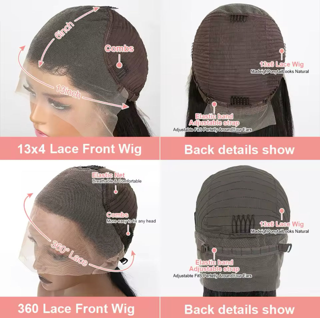 Perruque Lace Frontal Wig naturelle Yaki lisse et crépue, cheveux humains, sans colle