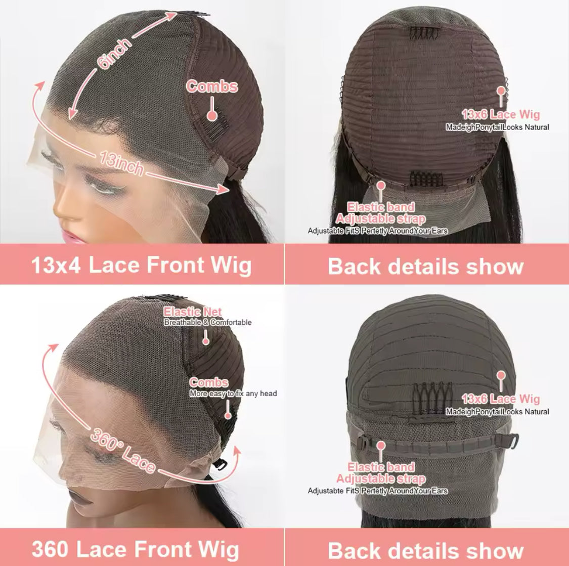 Perruque Lace Frontal Wig naturelle Yaki lisse et crépue, cheveux humains, sans colle