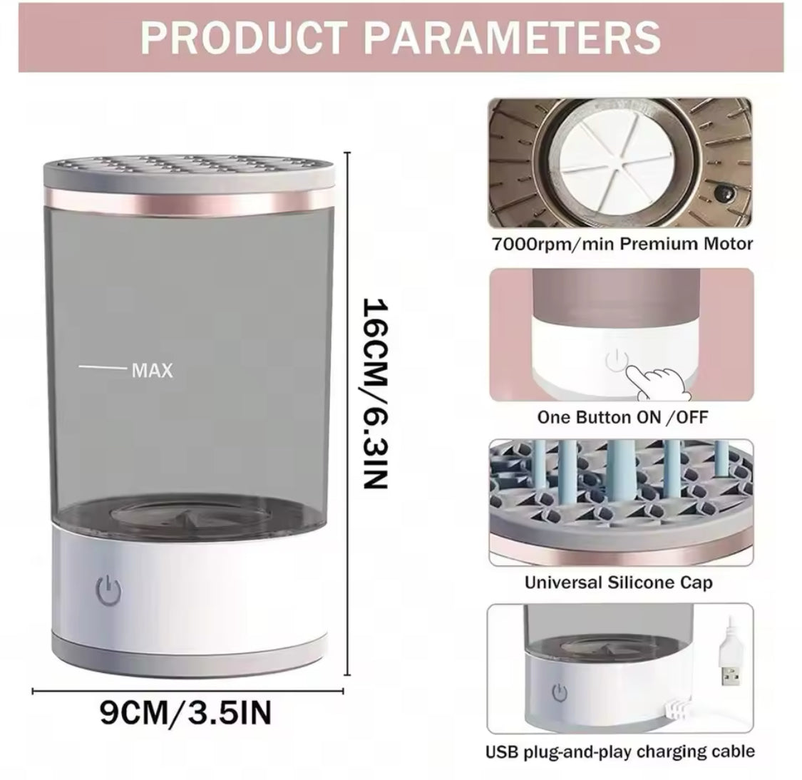 Nettoyeur de pinceaux de maquillage électrique