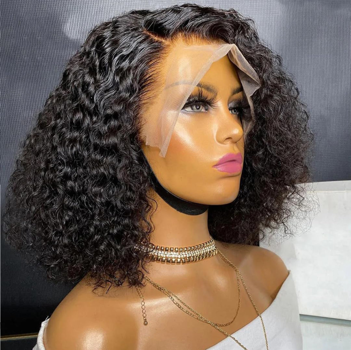 Perruque brésilienne Deep Wave avec dentelle HD